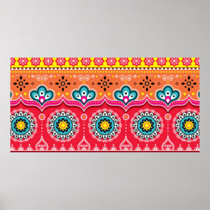 Poster Coloré tribal ethnique sans couture motif