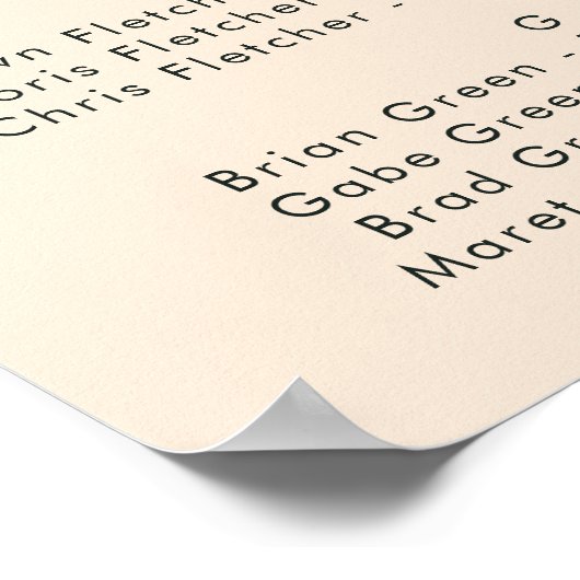 Poster Coloré Tropical Peach Alphabetical Seating chart (Coin)