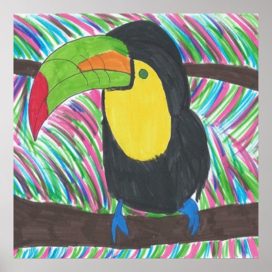 Poster Coloré Tropical Toucan (Devant)