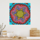 Poster Coloré Turquoise, rose et vert fractal (Cuisine)