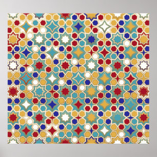 Poster Colorée mosaïque islamique Motif sans couture
