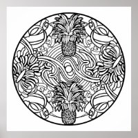 Colorez votre propre ananas Mandala Coloriage Post