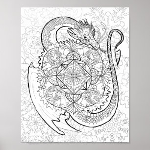 Poster Colorez Votre Propre Mandala Dragon