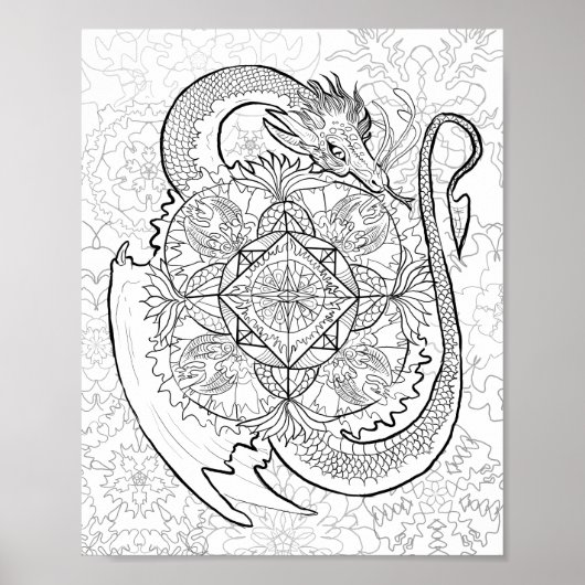 Poster Colorez Votre Propre Mandala Dragon (Devant)