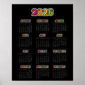Poster Colorful 2025 Calendrier noir (Devant)