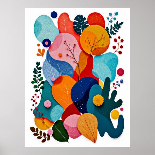 Poster Colorful Abstract Felt Floral Boho Nursery (Devant)