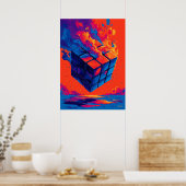 Poster Colorful Abstract Puzzle Cube Wall Art (Cuisine)