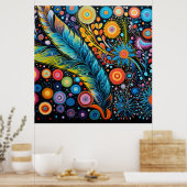 Poster Colorful Bright Psychedelic BOHO Abstrait (Cuisine)