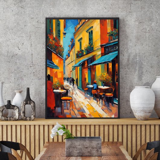 Poster Colorful Cafes and Cobblestone