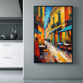 Poster Colorful Cafes and Cobblestone