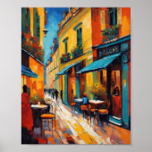 Poster Colorful Cafes and Cobblestone (Devant)