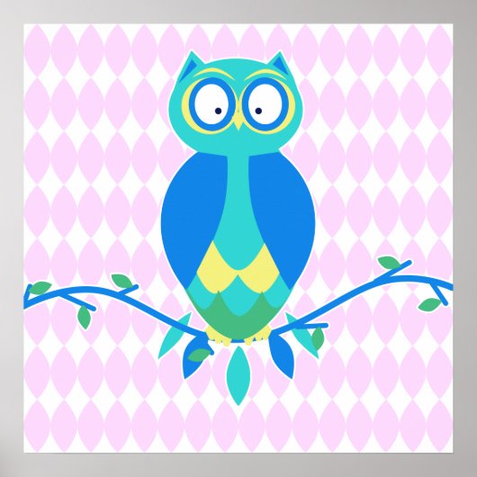 Poster Colorful Cartoon Owl Nursery (Devant)