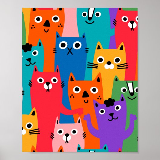 Poster Colorful cats (Devant)
