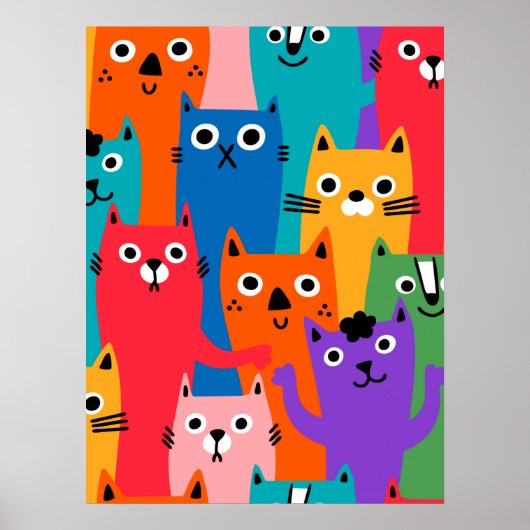 Poster Colorful cats (Devant)