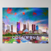 Poster Colorful Columbus Ohio Skyline Art Abstrait (Devant)