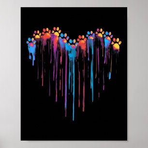 Poster Colorful Driving Empreinte de patte Heart Pet Love