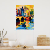 Poster Colorful Fauvist Amsterdam Canal Wall Art (Cuisine)