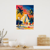 Poster Colorful Fauvist Chichen Itza Pyramid Art (Cuisine)