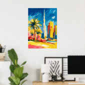 Poster Colorful Fauvist Dubai Skyline Wall Art (Bureau à domicile)