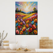 Poster Colorful Floral Canvas Art, Vibrant Flower Paintin (Cuisine)