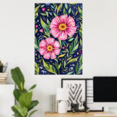 Poster Colorful Flowers Garden Botanical Illustration (Bureau à domicile)