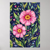 Poster Colorful Flowers Garden Botanical Illustration (Devant)