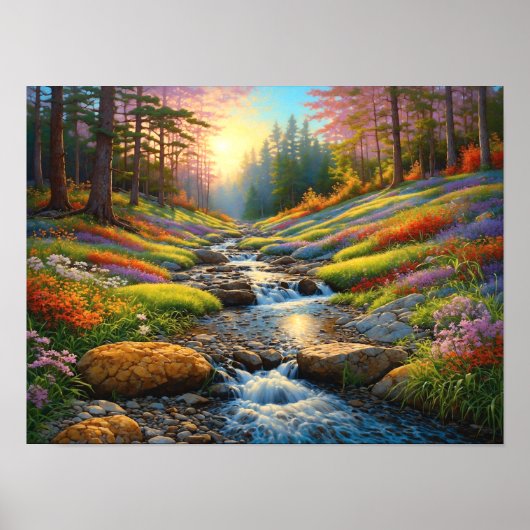 Poster Colorful Forest Flowers Art (Devant)