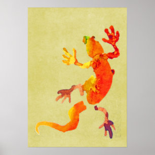Poster Colorful gecko watercolor illustration