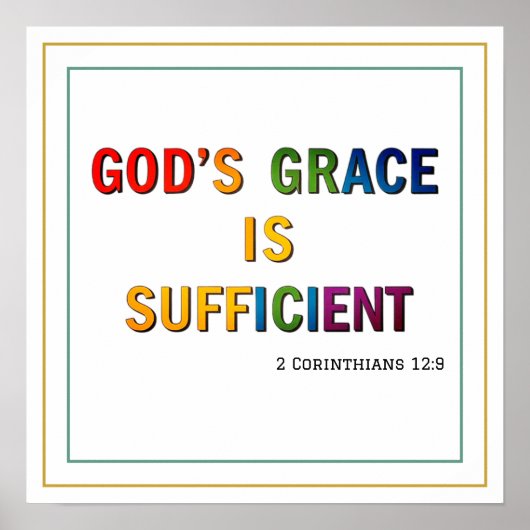 Poster Colorful Gods Grace Is Sufficient Clean Scripture (Devant)