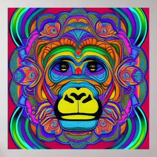 Poster Colorful Gorilla Mandala Unique Intéressant