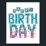 Poster colorful happy birthday for all<br><div class="desc">colorful happy birthday for all ages</div>