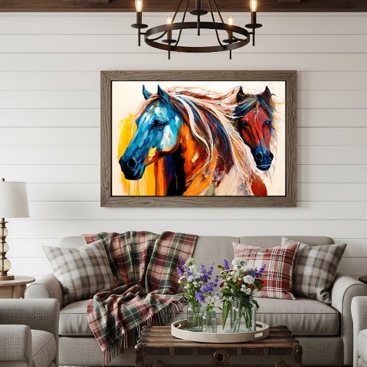 Poster Colorful Horses Vibrant Art