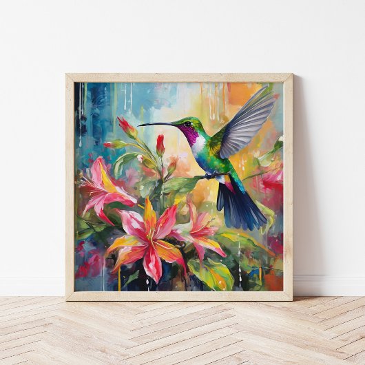 Poster Colorful Hummingbird Modern Art