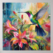 Poster Colorful Hummingbird Modern Art (Devant)
