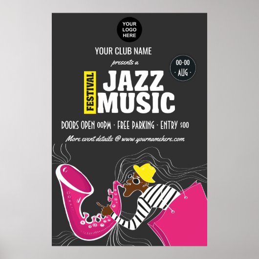 Poster Colorful Jazz Music Festival ajouter un logo perso (Devant)