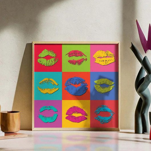 Poster Colorful Kissing Lips