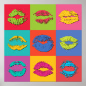 Poster Colorful Kissing Lips (Devant)