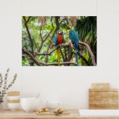 Poster Colorful Macaw Parrots Perched Together (Cuisine)