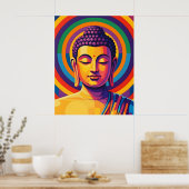 Poster Colorful Modern Art | Meditating Buddha Portrait (Cuisine)
