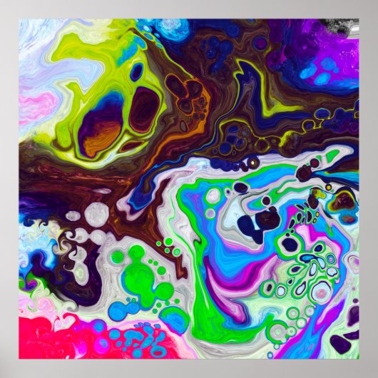 Poster Colorful Moderne Fluid Art Pour Peindre Cellules (Devant)