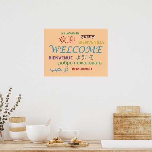 Poster Colorful Multiple Language Welcome (Cuisine)