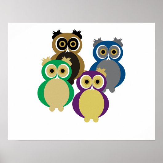 Poster Colorful owls (Devant)