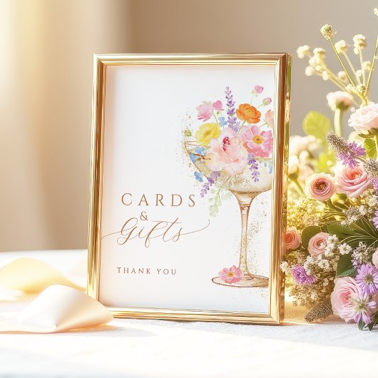 Poster Colorful Petals Prosecco Cards & Gifts Table Sign