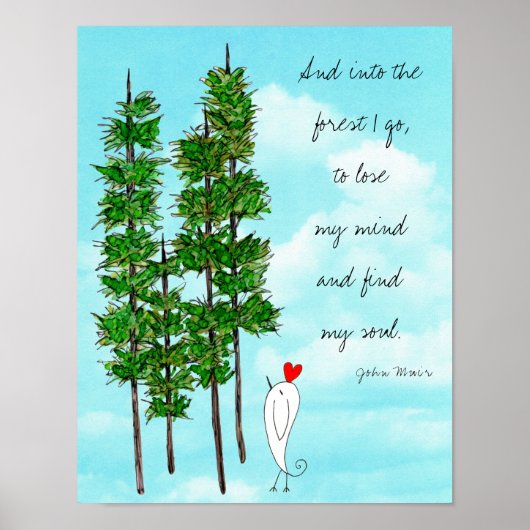 Poster Colorful Pine Trees with Words (Devant)