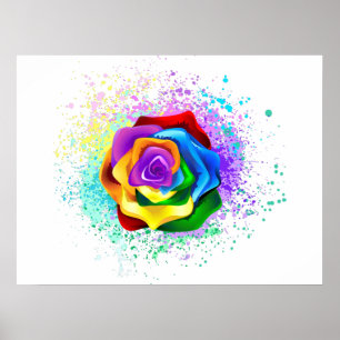 Poster Colorful Rainbow Rose