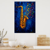 Poster Colorful Saxophone Music Notes (Cuisine)
