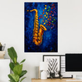 Poster Colorful Saxophone Music Notes (Bureau à domicile)