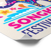 Poster Colorful Songkran Festival Elephant Water (Coin)