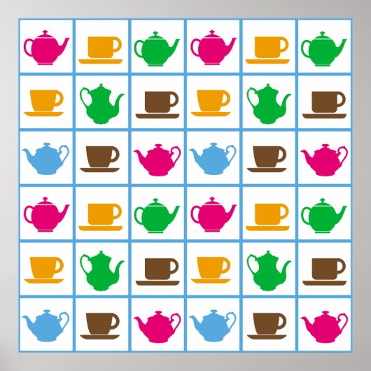 Poster Colorful teapots (Devant)