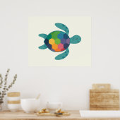 Poster Colorful Turtle with Geometric Shell Baby kids  (Cuisine)